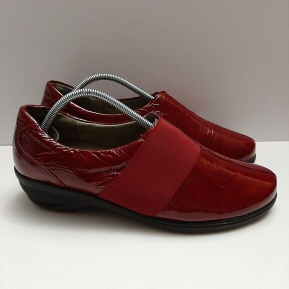 WALDLÄUFER Low Wedge Loafers Red Patent Leather Shoes Sz US 10 - Picture 2 of 16